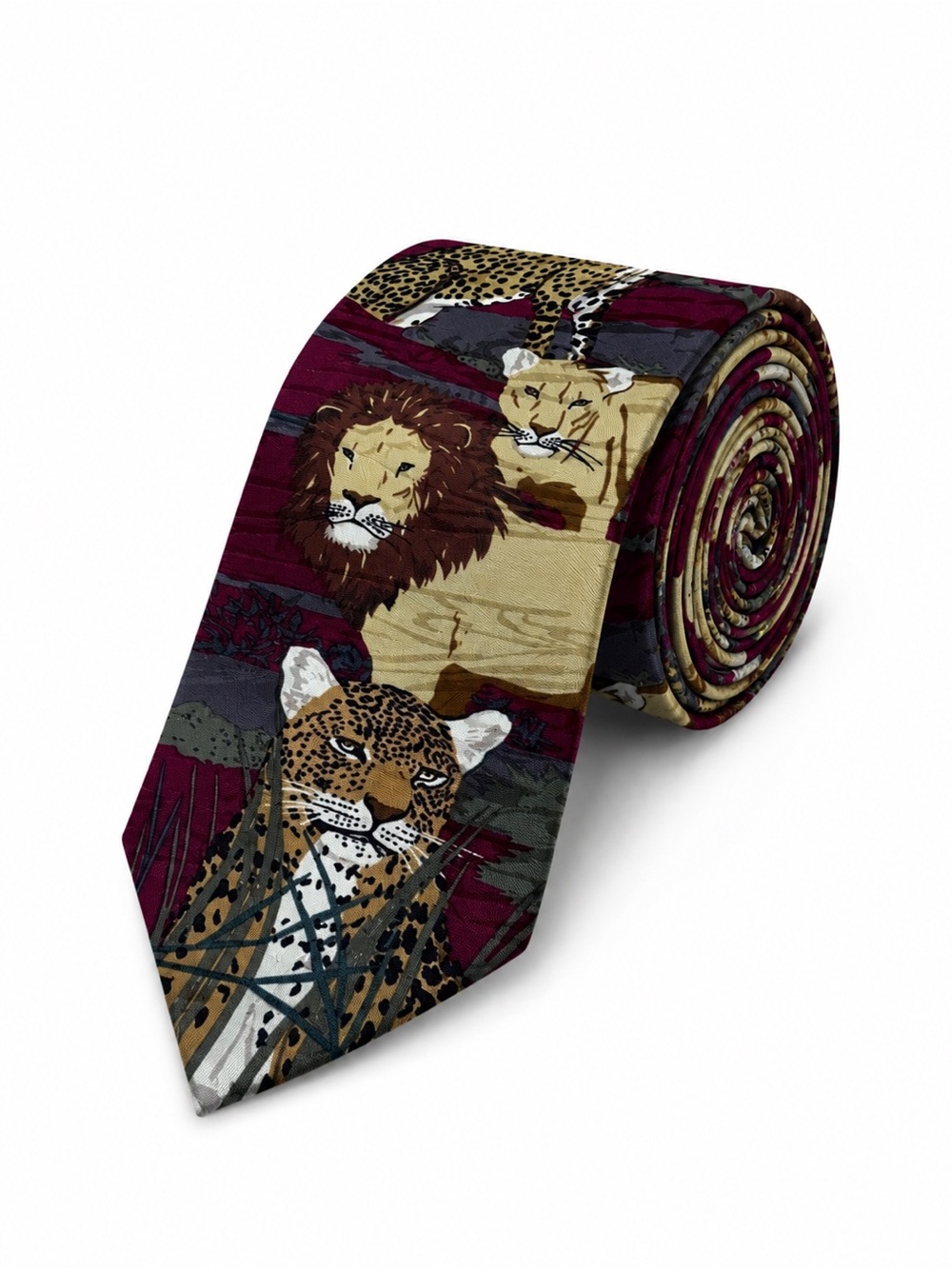 WWF Mens Silk Tie Jungle Animals Graphic Quiet Luxury Old Money Formal Career